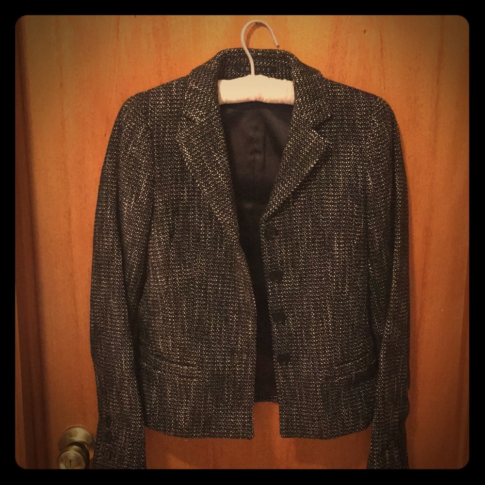 Theory black and white tweed blazer sz0